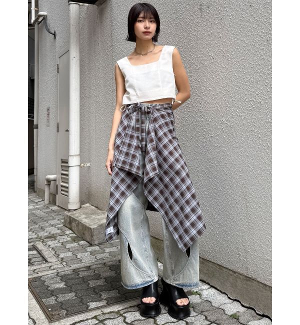 MURUA「【セットアップ対応】スクエアネックメッシュタンク」|シャツ・ブラウス|