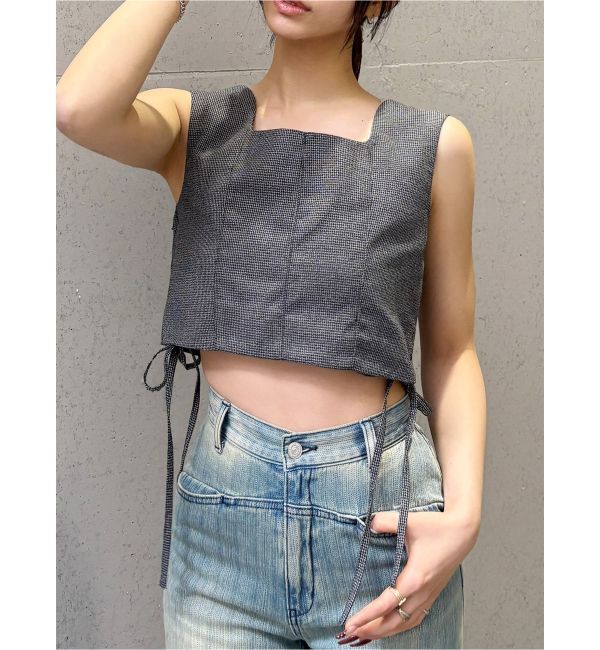 MURUA「【セットアップ対応】スクエアネックメッシュタンク」|シャツ・ブラウス|グレー