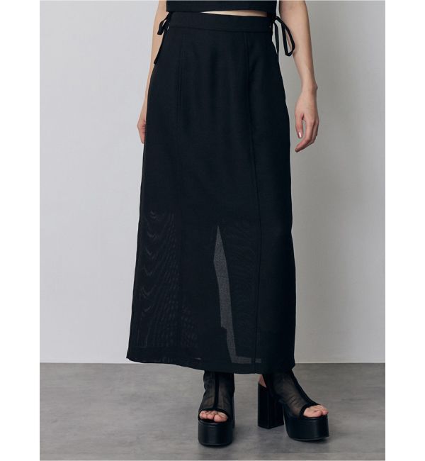 MURUA「【セットアップ対応】メッシュナロースカート」|スカート|ブラック