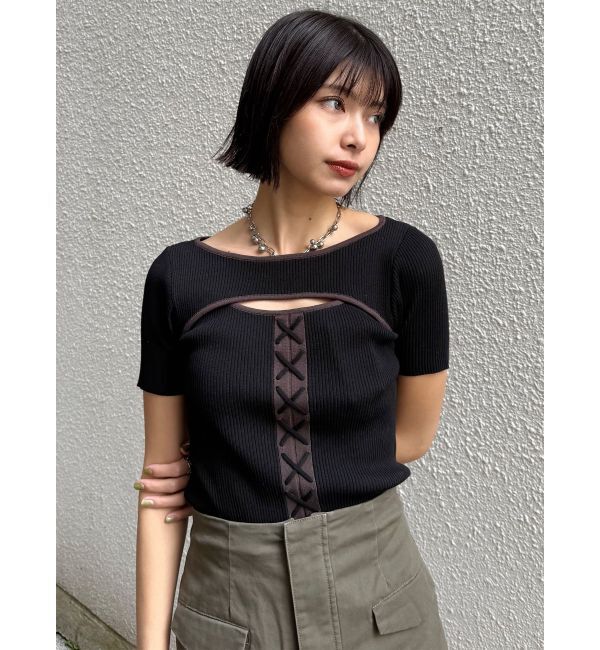 MURUA「レースアップカットアウトニット」|ニット・セーター|