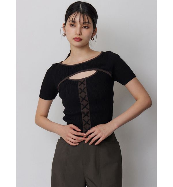 MURUA「レースアップカットアウトニット」|ニット・セーター|