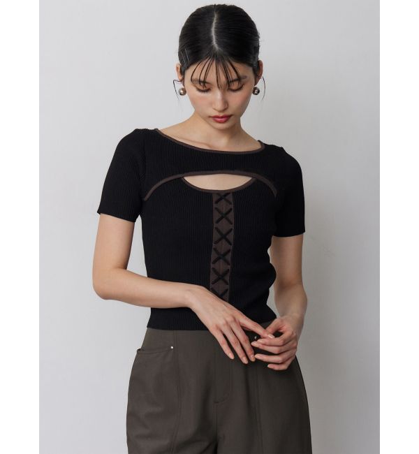 MURUA「レースアップカットアウトニット」|ニット・セーター|