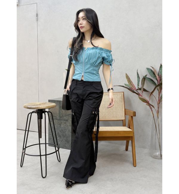 EVRIS「カーゴポケットフレアカラーパンツ」|カーゴ|