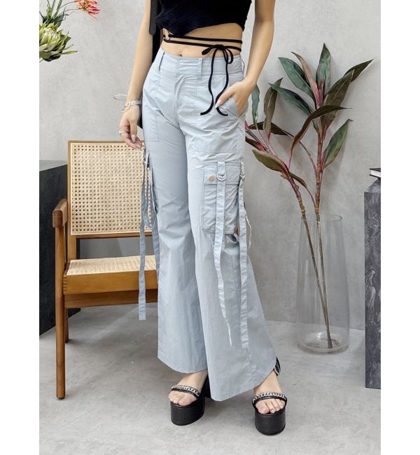 EVRIS「カーゴポケットフレアカラーパンツ」|カーゴ|ブルー