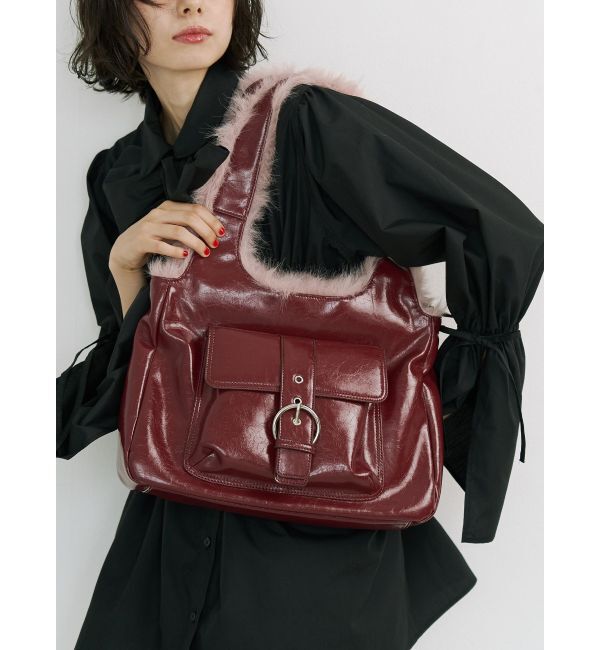 jouetie「ドッキングファーベルトバッグ」|ハンドバッグ|ボルドー
