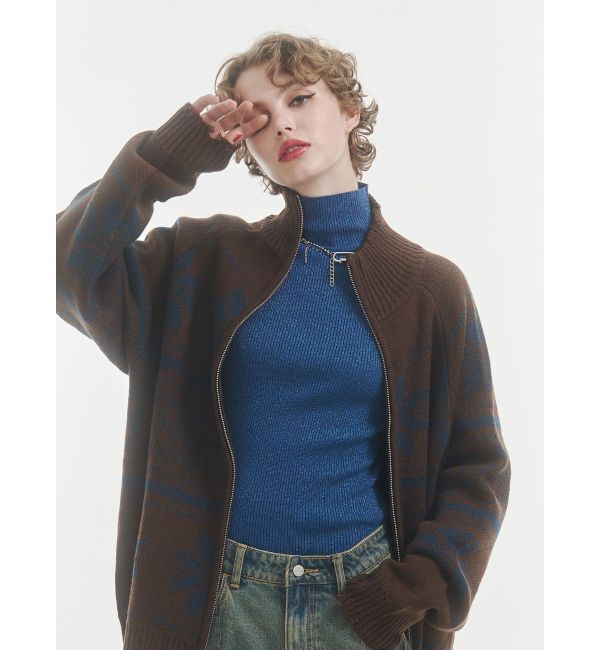jouetie「ノルディックジップルーズカーデ」|ニット・セーター|