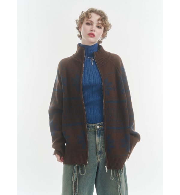 jouetie「ノルディックジップルーズカーデ」|ニット・セーター|