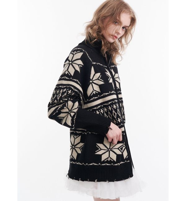 jouetie「ノルディックジップルーズカーデ」|ニット・セーター|
