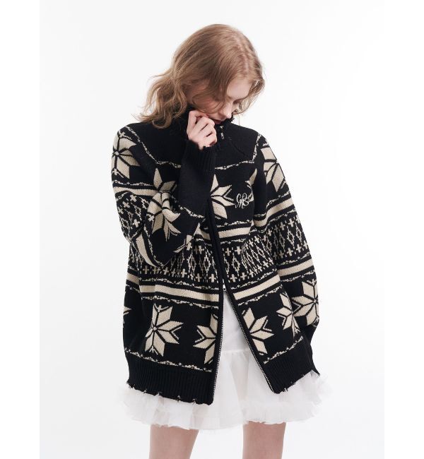 jouetie「ノルディックジップルーズカーデ」|ニット・セーター|