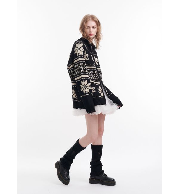 jouetie「ノルディックジップルーズカーデ」|ニット・セーター|