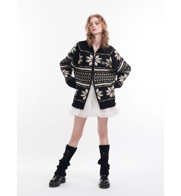 jouetie「ノルディックジップルーズカーデ」|ニット・セーター|