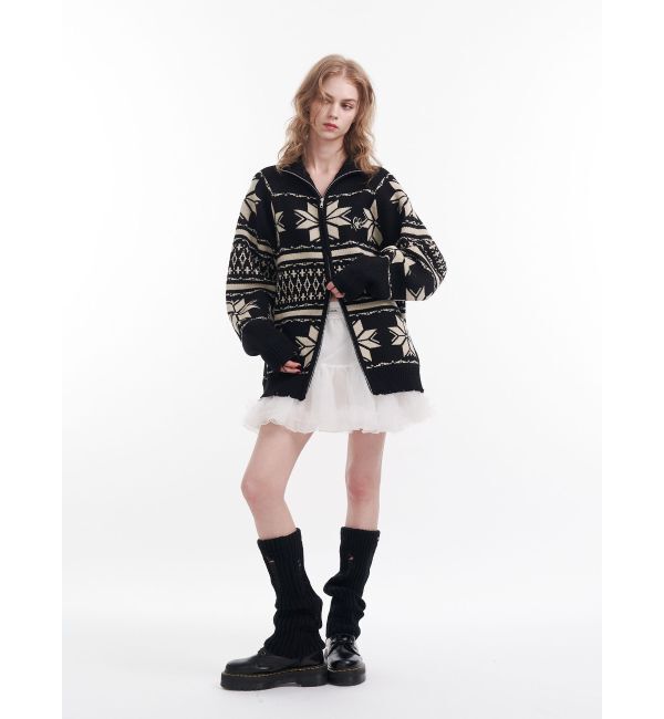 jouetie「ノルディックジップルーズカーデ」|ニット・セーター|