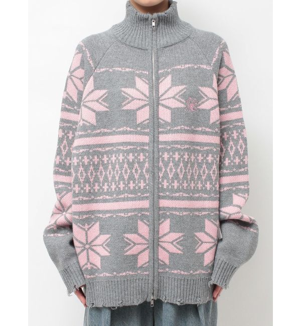 jouetie「ノルディックジップルーズカーデ」|ニット・セーター|
