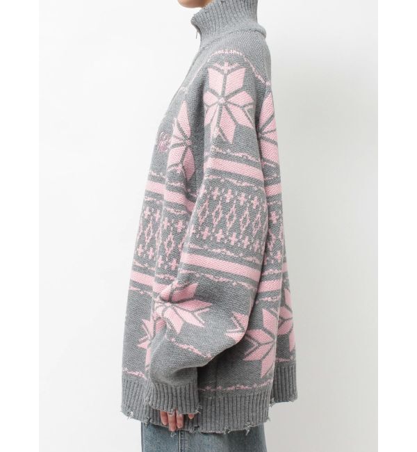 jouetie「ノルディックジップルーズカーデ」|ニット・セーター|