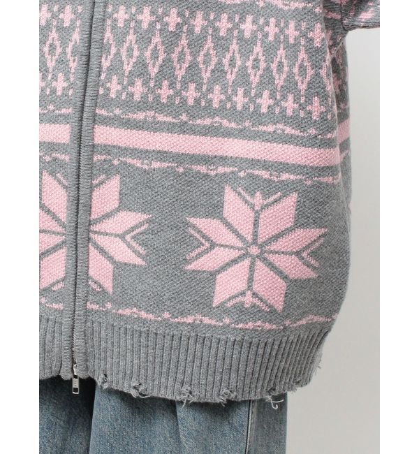 jouetie「ノルディックジップルーズカーデ」|ニット・セーター|