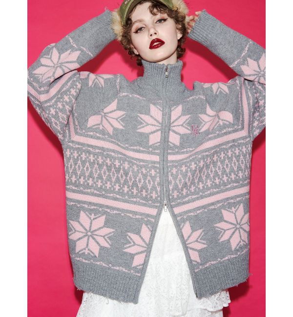 jouetie「ノルディックジップルーズカーデ」|ニット・セーター|