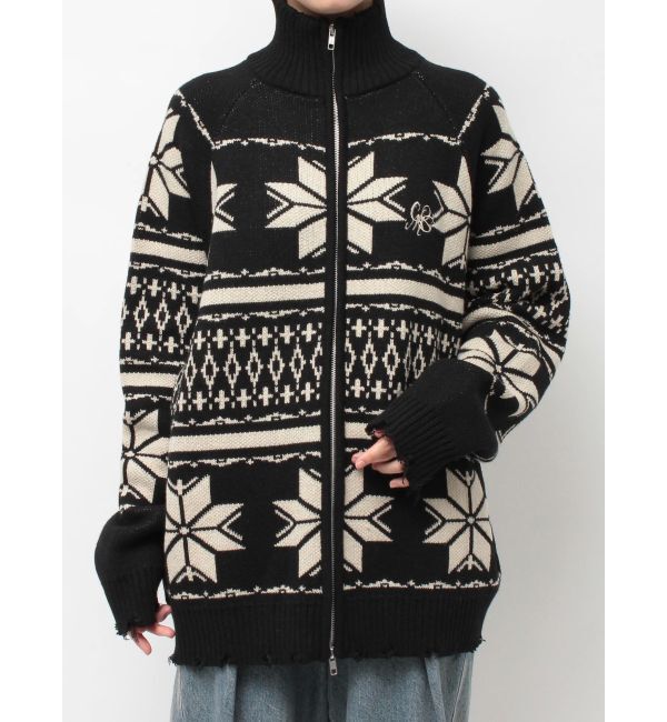 jouetie「ノルディックジップルーズカーデ」|ニット・セーター|