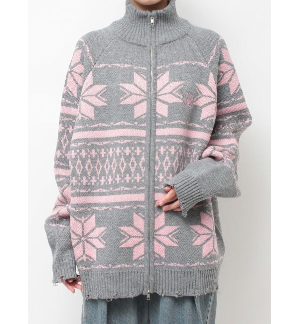 jouetie「ノルディックジップルーズカーデ」|ニット・セーター|