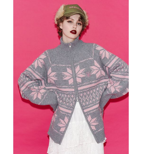 jouetie「ノルディックジップルーズカーデ」|ニット・セーター|