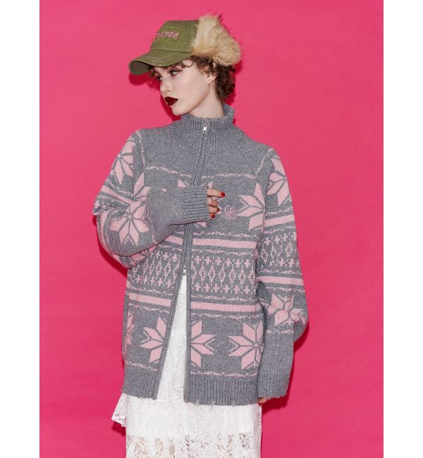 jouetie「ノルディックジップルーズカーデ」|ニット・セーター|