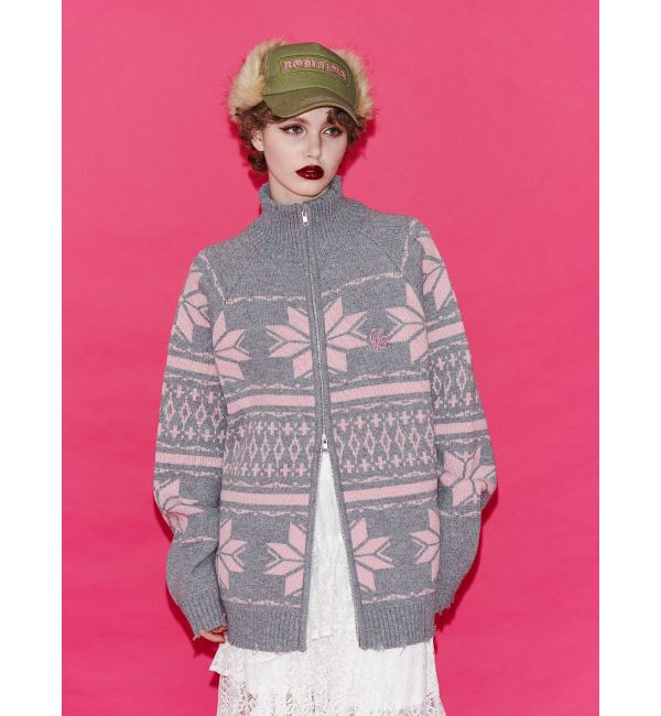 jouetie「ノルディックジップルーズカーデ」|ニット・セーター|