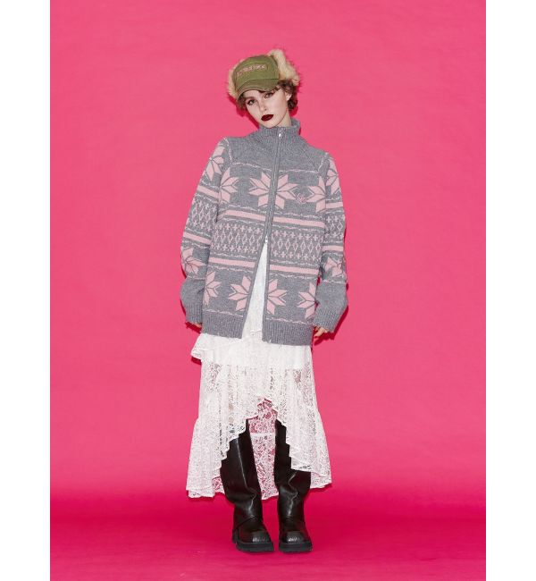 jouetie「ノルディックジップルーズカーデ」|ニット・セーター|