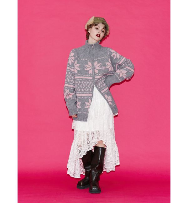 jouetie「ノルディックジップルーズカーデ」|ニット・セーター|