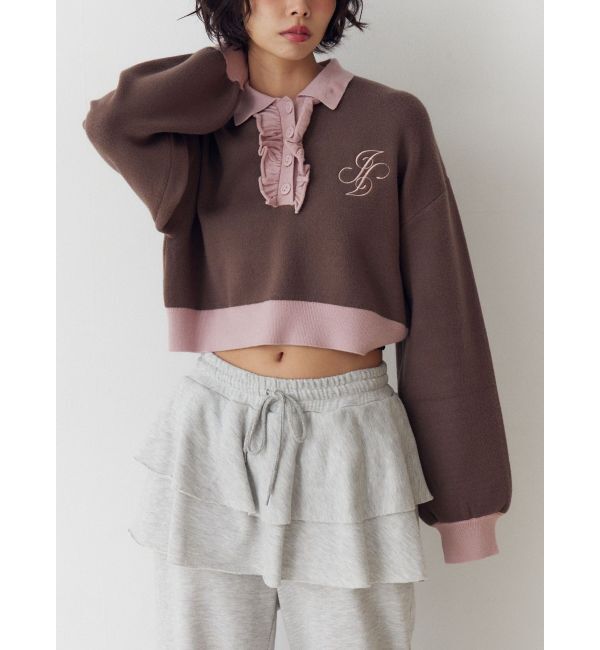 jouetie「フリルラガーニットトップス」|ニット・セーター|ブラウン