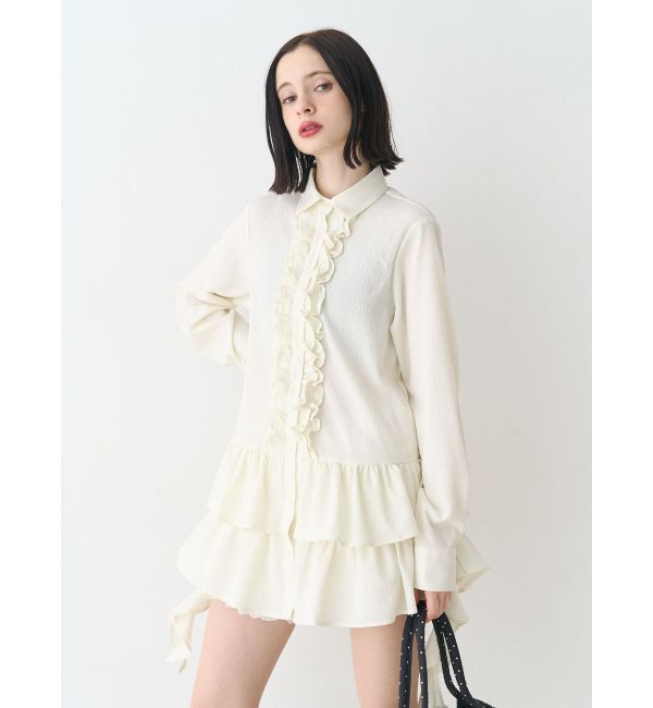 jouetie「ラッフルヘムフリルチュニックシャツ」|シャツ・ブラウス|アイボリー