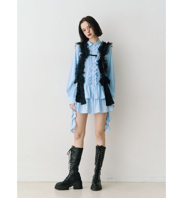 jouetie「ラッフルヘムフリルチュニックシャツ」|シャツ・ブラウス|