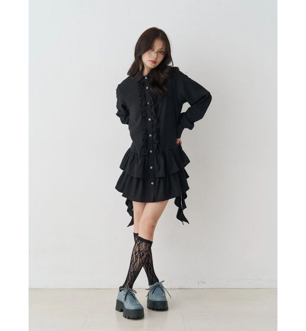 jouetie「ラッフルヘムフリルチュニックシャツ」|シャツ・ブラウス|