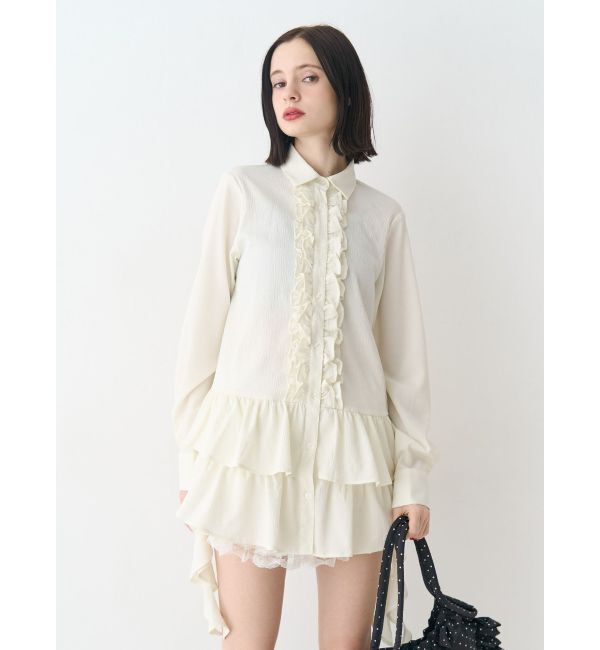 jouetie「ラッフルヘムフリルチュニックシャツ」|シャツ・ブラウス|