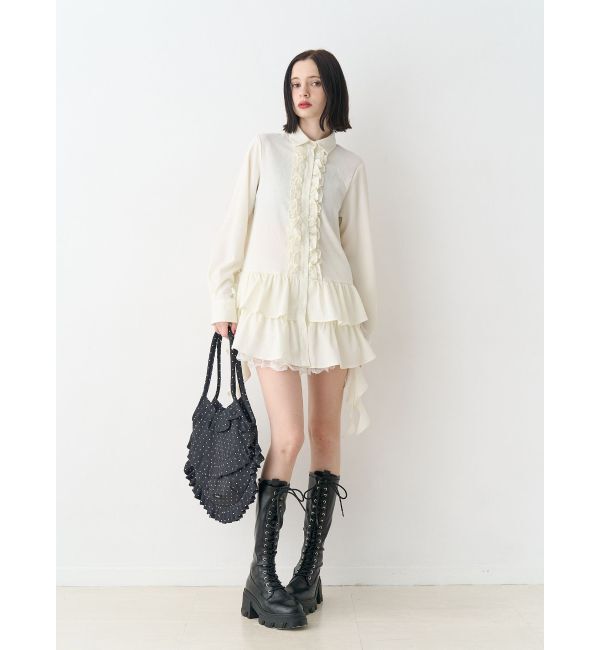 jouetie「ラッフルヘムフリルチュニックシャツ」|シャツ・ブラウス|