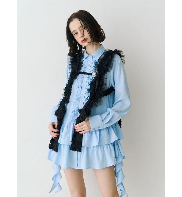 jouetie「ラッフルヘムフリルチュニックシャツ」|シャツ・ブラウス|