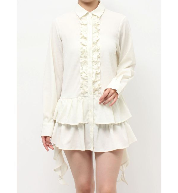 jouetie「ラッフルヘムフリルチュニックシャツ」|シャツ・ブラウス|