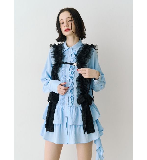 jouetie「ラッフルヘムフリルチュニックシャツ」|シャツ・ブラウス|