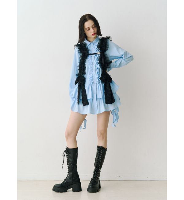 jouetie「ラッフルヘムフリルチュニックシャツ」|シャツ・ブラウス|