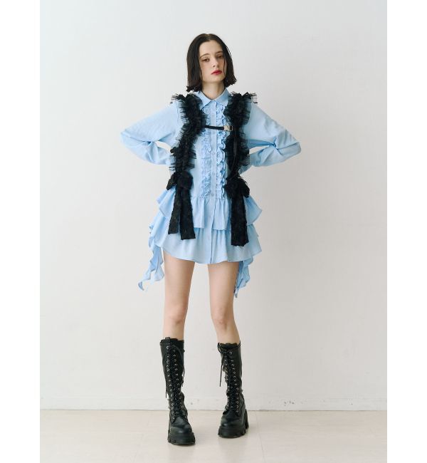 jouetie「ラッフルヘムフリルチュニックシャツ」|シャツ・ブラウス|