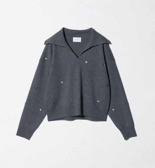 UNITED ARROWS「フラワー エンブロイダリー スキッパーニット」|ニット・セーター|