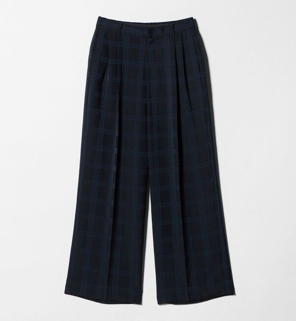UNITED ARROWS「チェック 2タック ワイドパンツ ‐ウォッシャブル‐」|スラックス|NAVY
