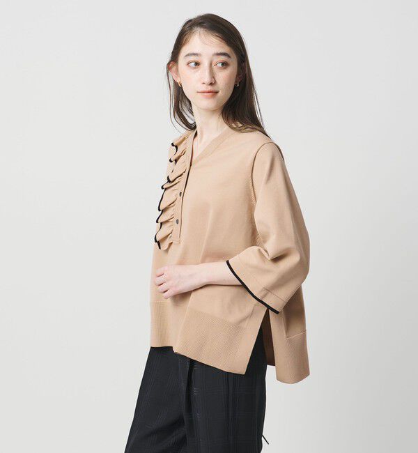 UNITED ARROWS「ミニマル Vネックフリル プルオーバー」|ニット・セーター|