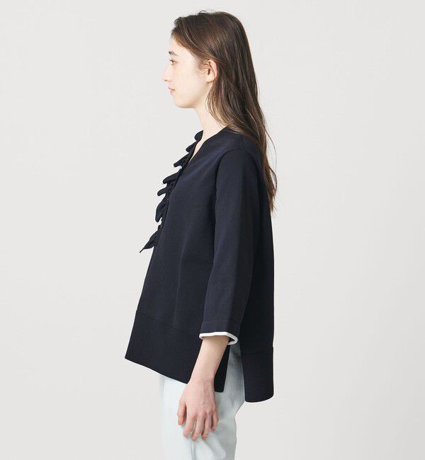 UNITED ARROWS「ミニマル Vネックフリル プルオーバー」|ニット・セーター|