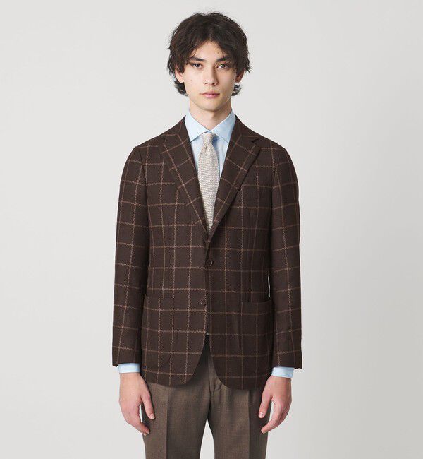 UNITED ARROWS「ブークレ ウィンドウペン シングル 3ボタン テーラードジャケット CーMODEL」|テーラードジャケット|