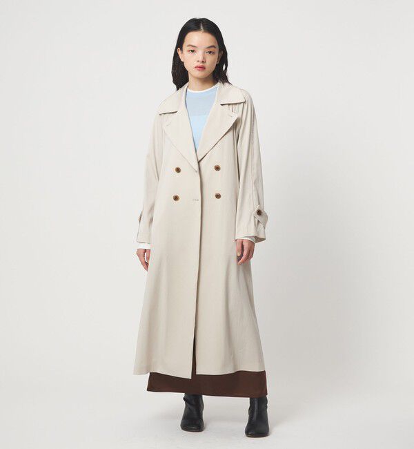 EMMEL REFINES「＜EMMEL REFINES＞EM Wボタン トロミ フレア トレンチコート」|トレンチコート|BEIGE