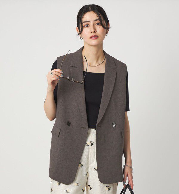 UNITED ARROWS green label relaxing「ラスティック ツイル ジレ マシンウォッシャブル ストレッチ UVカット 吸水速乾」|ベスト・ジレ|DK.BROWN