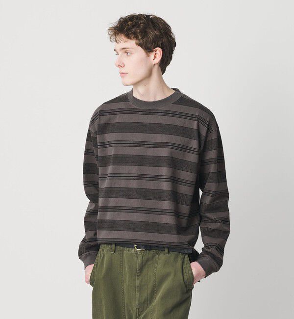 BEAUTY&YOUTH UNITED ARROWS「12oz ヘビーウェイト ボーダー クルーネック カットソー」|Tシャツ・カットソー|DK.GRAY