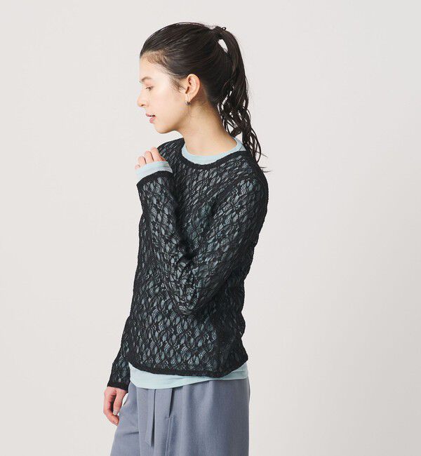 BEAUTY&YOUTH UNITED ARROWS「フラワーレース プルオーバー」|Tシャツ・カットソー|BLACK