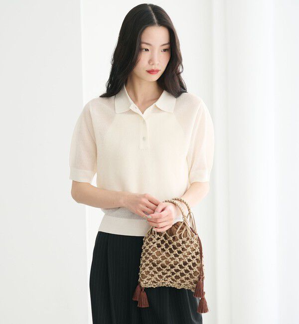 BEAUTY&YOUTH UNITED ARROWS「メタルコード ネット フリンジ ドロストバッグ」|かごバッグ|