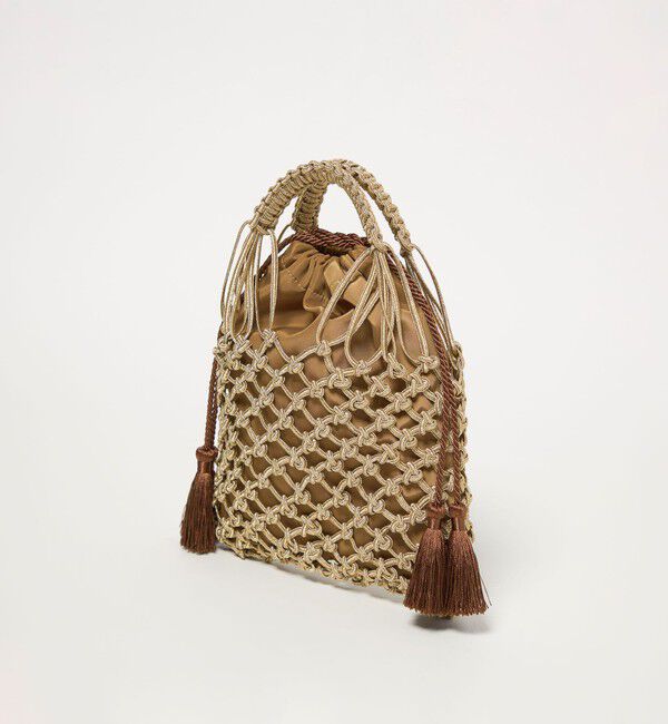 BEAUTY&YOUTH UNITED ARROWS「メタルコード ネット フリンジ ドロストバッグ」|かごバッグ|