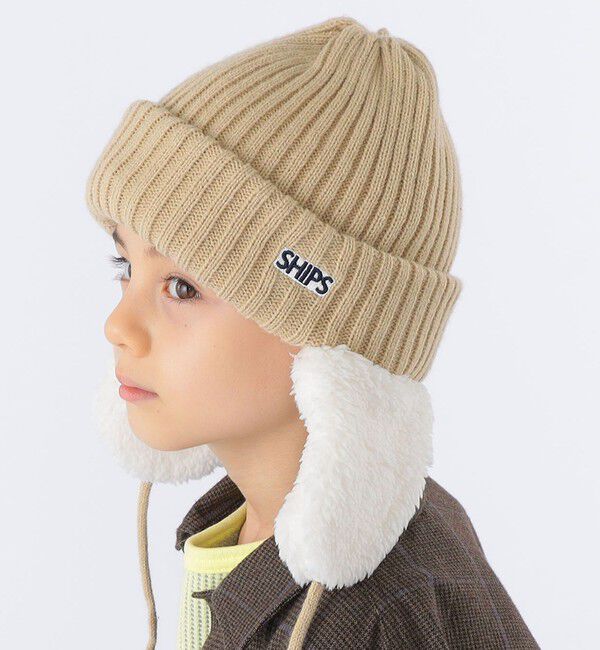 SHIPS KIDS「SHIPS KIDS:フェイクファー フラップ ワッチ」|ニット帽|